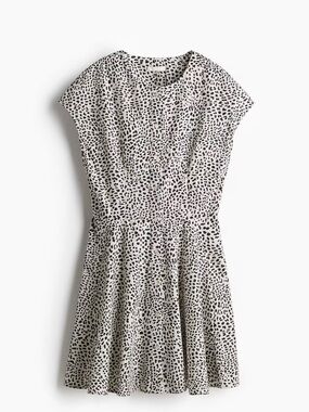 H&M Black and White Printed Short-Sleeve Fit-and-Flare Dress